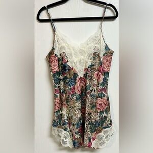 Vintage 90s Victoria's Secret Gold Label Satin Slip Dress Floral Pink Medium